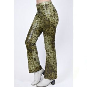 Revolt Jeans Green Snake Skin Bootcut Pants